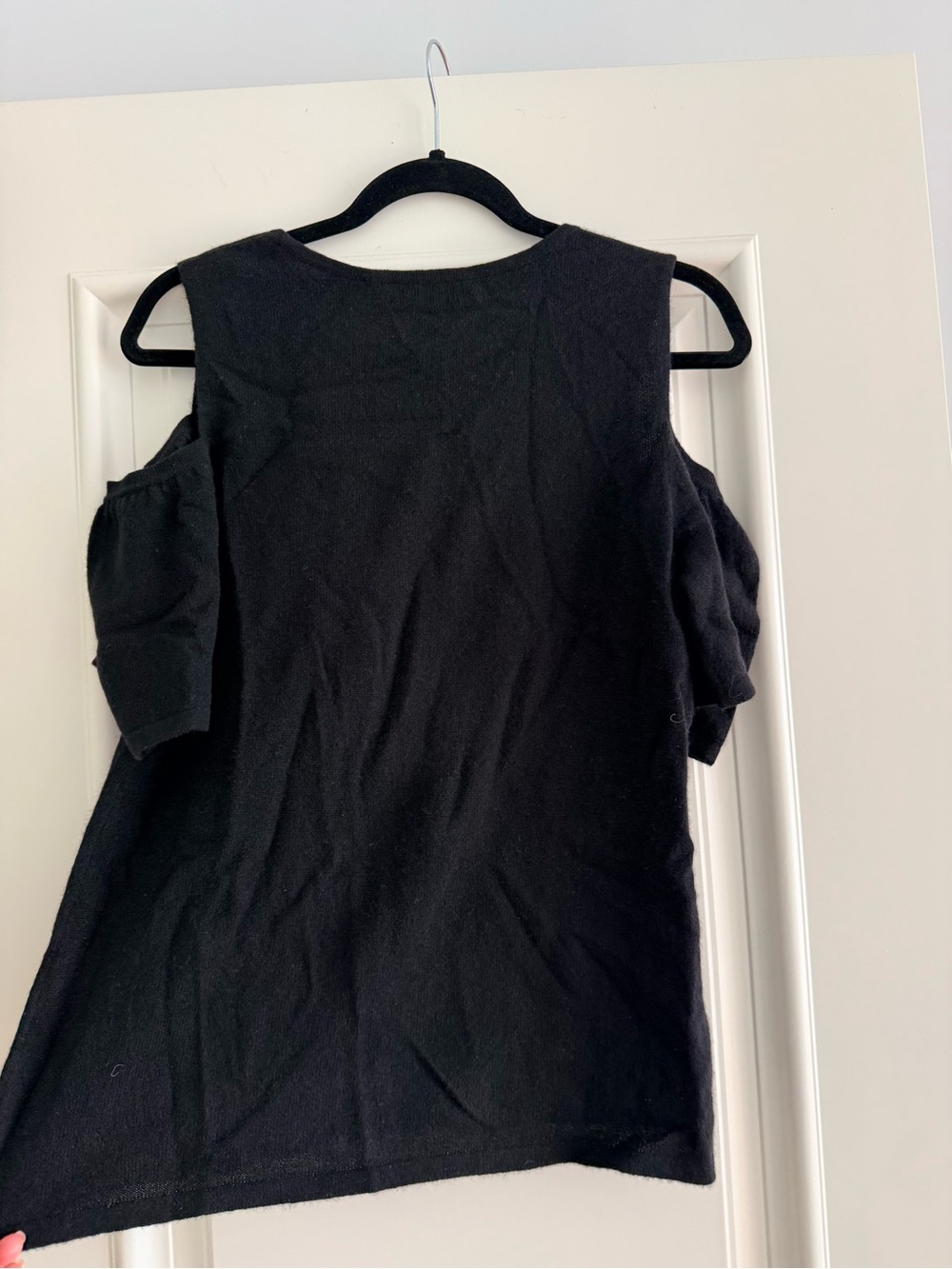 Charter Club Black Cashmere Cold-Shoulder Knit Top